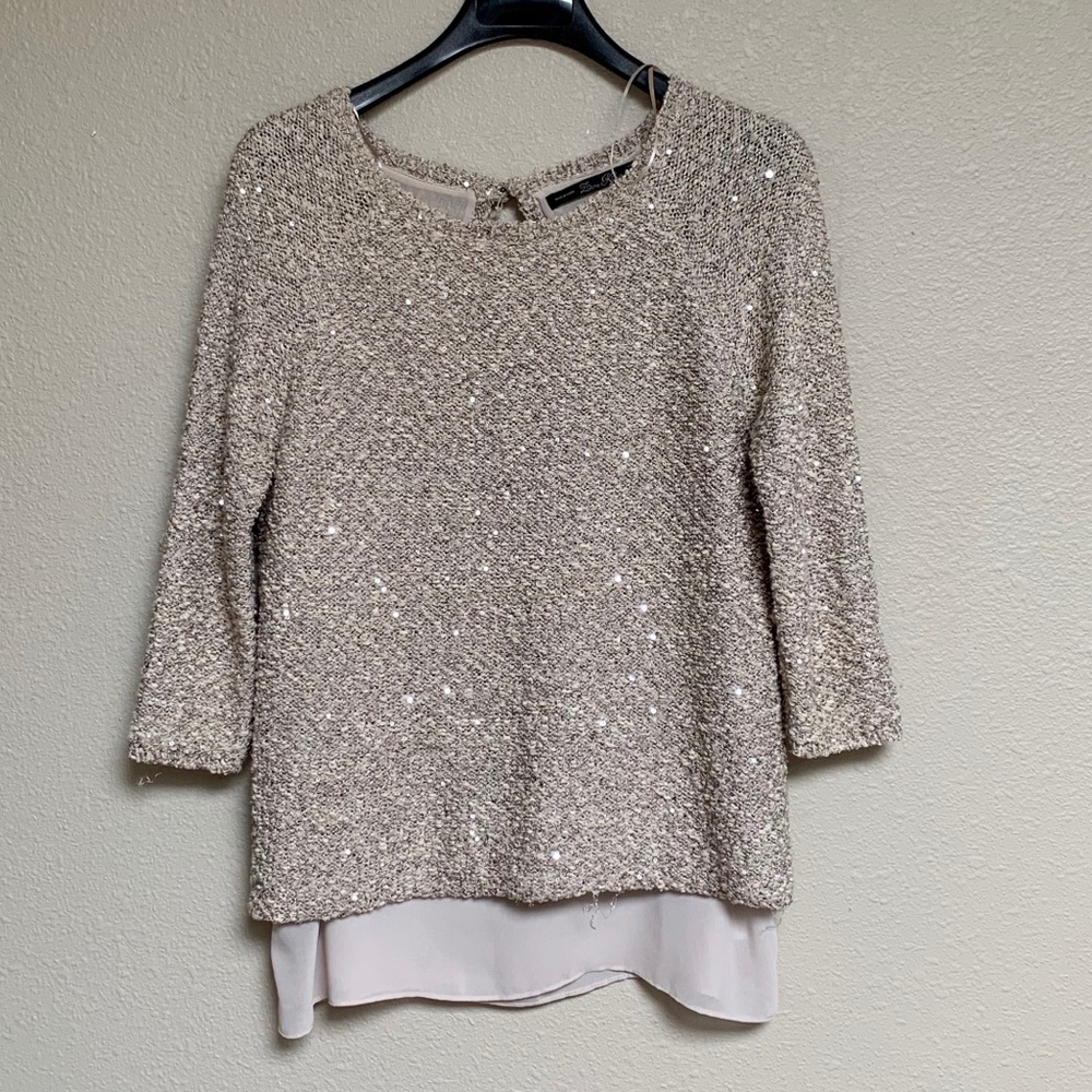Zara embroidered studded top M